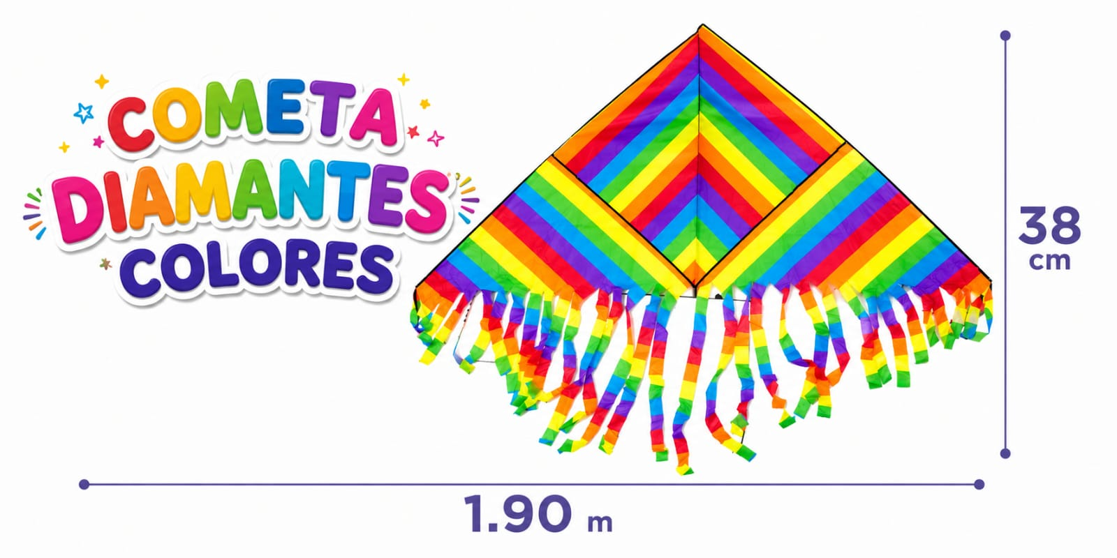 cometa-diamante-colores-grande cometa arcoiris grande