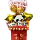 Ancheta con peluche, globos, dulces, caja y decoración