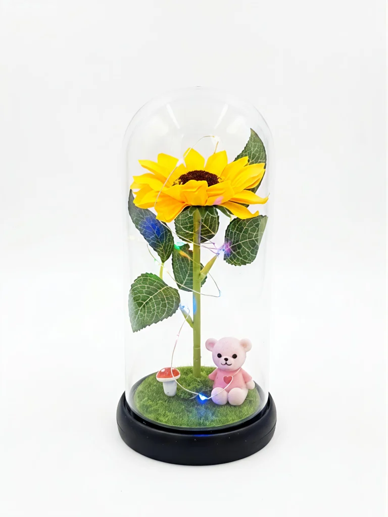 Girasol con luces, decoración y estuche
